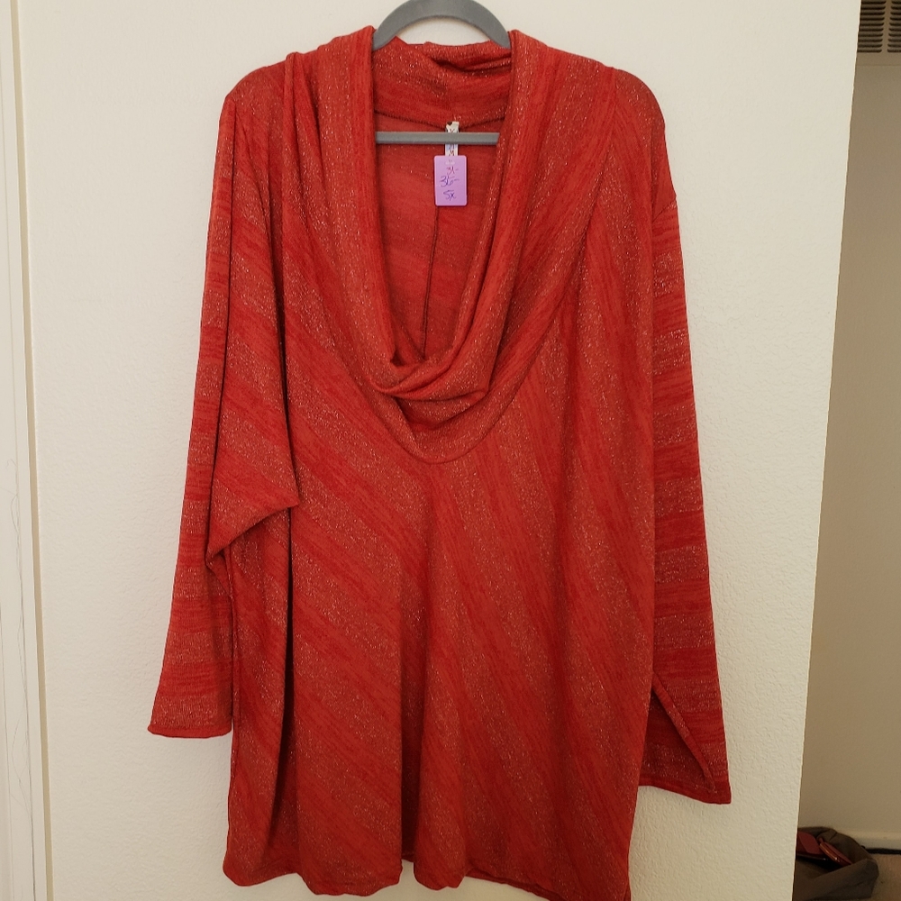 Sparkling Burnt Orange/red sweater 5x